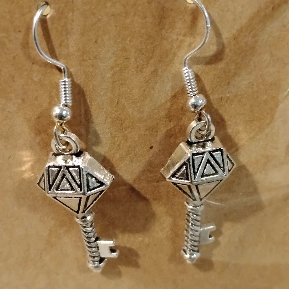 Silver Key Dangle Earrings
